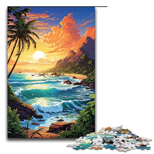 Puzzle für Erwachsene farbenfrohe Psychedelia auf den Seychellen 1000 teiliges Holzpuzzle für Kinder ab 12 Jahren Heimdekoration 75 x 50 cm von zouxangzz