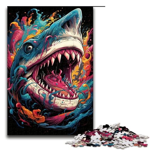 Puzzle für Erwachsene farbenfrohe Psychedelia der Haie 1000 teiliges Holzpuzzle für Kinder ab 14 Jahren Lernspielzeug 75 x 50 cm Puzzle für Erwachsene farbenfrohe Psychedelia der Haie 1000 teiliges Holzpuzzle für Kinder ab 14 Jahren Lernspielzeug 75 x 50 cm von zouxangzz