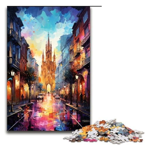 Puzzle für Erwachsene farbenfrohe Psychedelia der Kathedrale von Sevilla 1000 Teile Holzpuzzle für Erwachsene und Kinder ab 14 Jahren 75 x 50 cm von zouxangzz