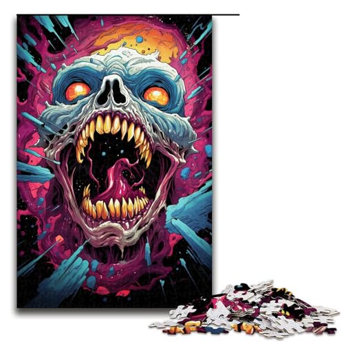 Puzzle für Erwachsene farbenfrohe Psychedelia der Weltraummonster 1000 Teile Holzpuzzle für Kinder ab 14 Jahren anspruchsvolles Spiel 75 x 50 cm von zouxangzz