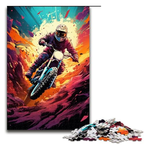 Puzzle für Erwachsene farbenfrohe Psychedelia für Motorradfahrer 1000 Teile Holzpuzzle für Erwachsene und Kinder ab 12 Jahren 75 x 50 cm von zouxangzz