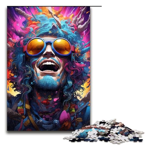 Puzzle für Erwachsene farbenfrohe Psychedelia für Schneeabenteurer 1000 Teile Holzpuzzle für Erwachsene und Kinder ab 12 Jahren Lernspielzeug 75 x 50 cm von zouxangzz