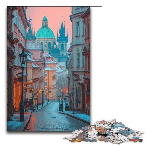Puzzle für Erwachsene farbenfrohe Psychedelia in Prag 1000 teiliges Holzpuzzle für Kinder ab 12 Jahren Lernspielzeug 75 x 50 cm von zouxangzz