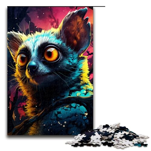 Puzzle für Erwachsene farbenfrohe Psychedelia von Lemuren in Einer Sternennacht 1000 Teile Holzpuzzle für Erwachsene und Kinder ab 14 Jahren 75 x 50 cm von zouxangzz