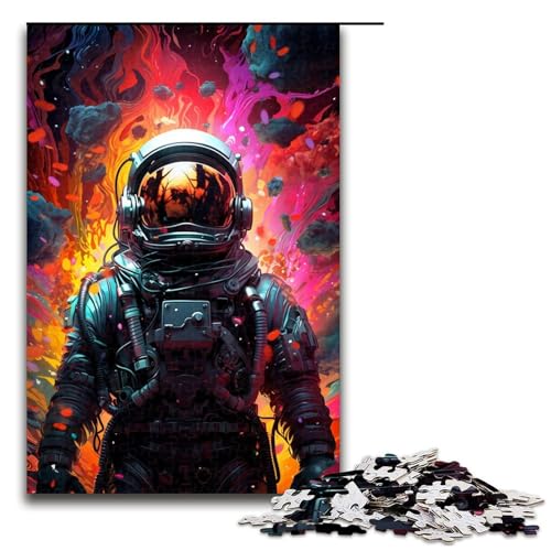 Puzzle für Erwachsene farbenfrohe Psychedelia von Weltraumpiratensoldaten 1000 Teile Holzpuzzle für Erwachsene und Kinder ab 14 Jahren Lernspielzeug 75 x 50 cm von zouxangzz