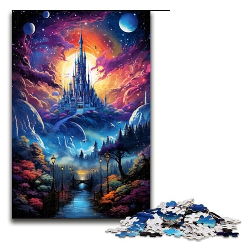 Puzzle für Erwachsene farbenfrohe psychedelische Fantasy Stadt 1000 Teile Holzpuzzle für Erwachsene und Kinder ab 14 Jahren 75 x 50 cm von zouxangzz