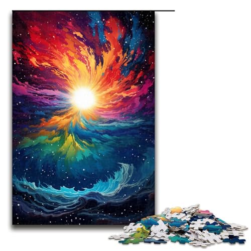Puzzle für Erwachsene farbenfrohe psychedelische Kunst 1000 teiliges Holzpuzzle für Familienspiele 75 x 50 cm von zouxangzz