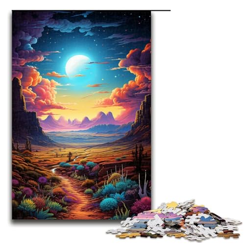 Puzzle für Erwachsene farbenfrohe psychedelische Wüsten Fantasielandschaft 1000 teiliges Holzpuzzle für Erwachsene und Kinder ab 14 Jahren 75 x 50 cm von zouxangzz
