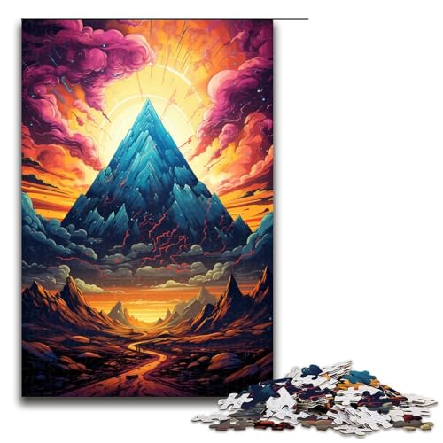 Puzzle für Erwachsene farbenfrohe psychedelische Wüstenpyramiden 1000 teiliges Holzpuzzle für Kinder ab 14 Jahren Lernspielzeug 75 x 50 cm von zouxangzz