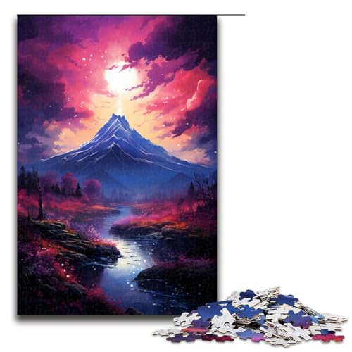 Puzzle für Erwachsene farbenfroher Berg Fuji 1000 teiliges Holzpuzzle für Familienspiele 75 x 50 cm von zouxangzz