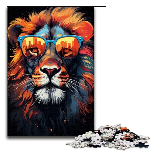 Puzzle für Erwachsene farbenfroher Fantasie Brillenlöwe 1000 Teile Holzpuzzle für Erwachsene und Kinder ab 12 Jahren Lernspielzeug 75 x 50 cm von zouxangzz