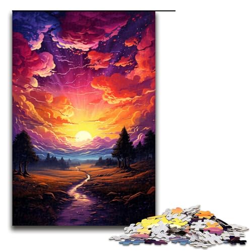 Puzzle für Erwachsene farbenfroher Fantasie Sonnenuntergangsfluss 1000 Teile tolles Geschenk geeignet für und Teenager ab 12 Jahren 75 x 50 cm von zouxangzz