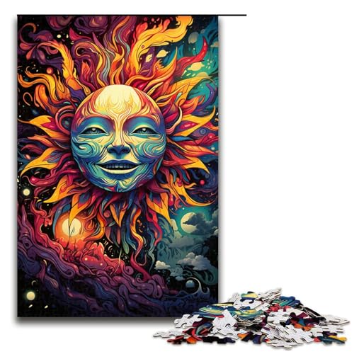 Puzzle für Erwachsene farbenfroher Fantasy Sonnengott 1000 teiliges Holzpuzzle für Familienspiele 75 x 50 cm von zouxangzz