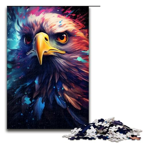 Puzzle für Erwachsene farbenfroher Psychedelischer Adler 1000 Teile Holzpuzzle für Erwachsene und Kinder ab 14 Jahren 75 x 50 cm von zouxangzz