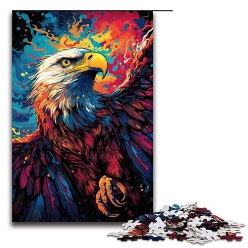 Puzzle für Erwachsene farbenfroher Psychedelischer Adler 1000 Teile Holzpuzzle für Erwachsene und Kinder ab 14 Jahren 75 x 50 cm von zouxangzz