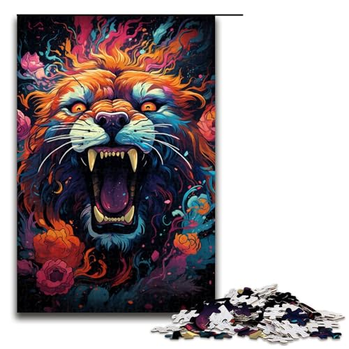 Puzzle für Erwachsene farbenfroher Psychedelischer Blumenlöwe 1000 teiliges Holzpuzzle für Kinder ab 14 Jahren Heimdekoration 75 x 50 cm Puzzle für Erwachsene farbenfroher Psychedelischer Blumenlöwe 1000 teiliges Holzpuzzle für Kinder ab 14 Jahren Heimdekoration 75 x 50 cm von zouxangzz