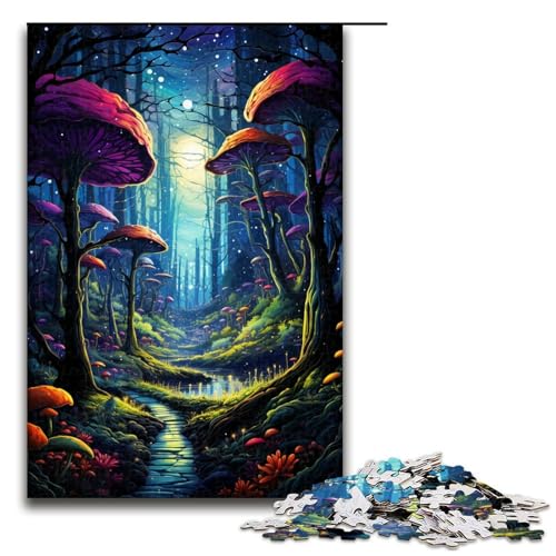 Puzzle für Erwachsene farbenfroher Psychedelischer Fantasiewelt Wald 1000 teiliges Holzpuzzle für Erwachsene und Kinder ab 14 Jahren 75 x 50 cm von zouxangzz