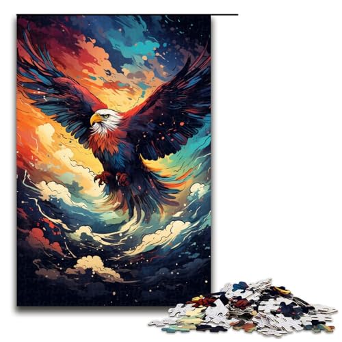Puzzle für Erwachsene farbenfroher Psychedelischer Kunstadler 1000 teiliges Holzpuzzle für Familienspiele 75 x 50 cm von zouxangzz