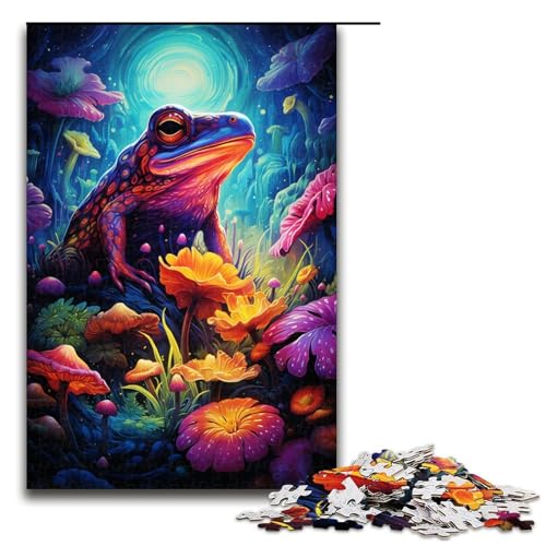 Puzzle für Erwachsene farbenfroher Psychedelischer Tierfrosch 1000 teiliges Holzpuzzle für Kinder ab 14 Jahren Heimdekoration 75 x 50 cm von zouxangzz