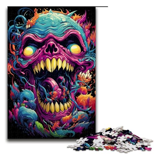 Puzzle für Erwachsene farbenfroher Psychedelischer böser Totenkopf 1000 Teile Holzpuzzle für Kinder ab 14 Jahren Lernspielzeug 75 x 50 cm Puzzle für Erwachsene farbenfroher Psychedelischer böser Totenkopf 1000 Teile Holzpuzzle für Kinder ab 14 Jahren Lernspielzeug 75 x 50 cm von zouxangzz