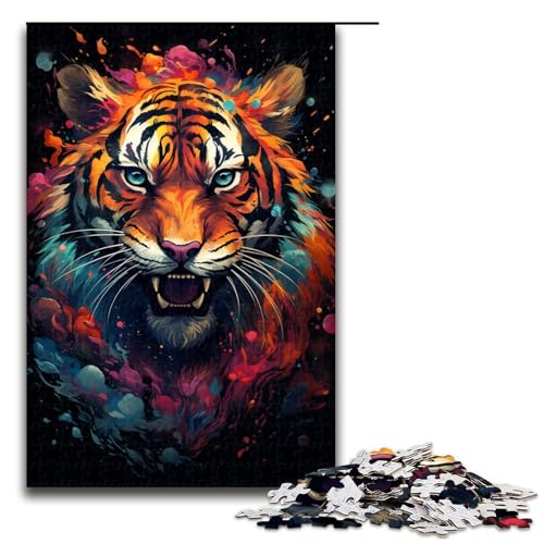 Puzzle für Erwachsene farbenfrohes Gemälde Tiger 1000 Teile Holzpuzzle für Kinder ab 12 Jahren Lernspielzeug 75 x 50 cm Puzzle für Erwachsene farbenfrohes Gemälde Tiger 1000 Teile Holzpuzzle für Kinder ab 12 Jahren Lernspielzeug 75 x 50 cm von zouxangzz
