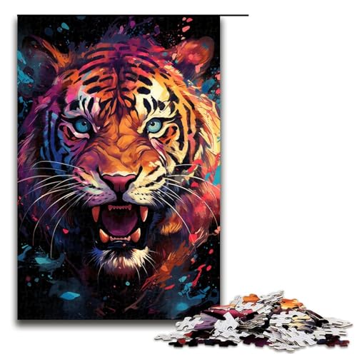 Puzzle für Erwachsene farbenfrohes Gemälde Tiger 1000 Teile Holzpuzzle für Kinder ab 12 Jahren Lernspielzeug 75 x 50 cm Puzzle für Erwachsene farbenfrohes Gemälde Tiger 1000 Teile Holzpuzzle für Kinder ab 12 Jahren Lernspielzeug 75 x 50 cm von zouxangzz