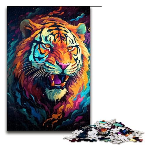 Puzzle für Erwachsene farbenfrohes Gemälde Tiger 1000 Teile Holzpuzzle für Kinder ab 12 Jahren Lernspielzeug 75 x 50 cm Puzzle für Erwachsene farbenfrohes Gemälde Tiger 1000 Teile Holzpuzzle für Kinder ab 12 Jahren Lernspielzeug 75 x 50 cm von zouxangzz