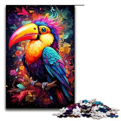 Puzzle für Erwachsene farbenfrohes Gemälde Tukan 1000 Teile Holzpuzzle für Familienspiele 75 x 50 cm von zouxangzz