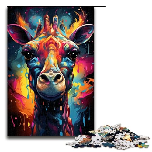 Puzzle für Erwachsene farbenfrohes psychedelisches Fantasie Giraffe Puzzle mit 1000 Teilen Holzpuzzle für Erwachsene und Kinder ab 14 Jahren Lernspielzeug 75 x 50 cm von zouxangzz