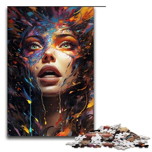 Puzzle für Erwachsene farbenfrohes psychedelisches Fantasy Mädchen 1000 Teile Holzpuzzle für Erwachsene und Kinder ab 14 Jahren Lernspielzeug 75 x 50 cm von zouxangzz