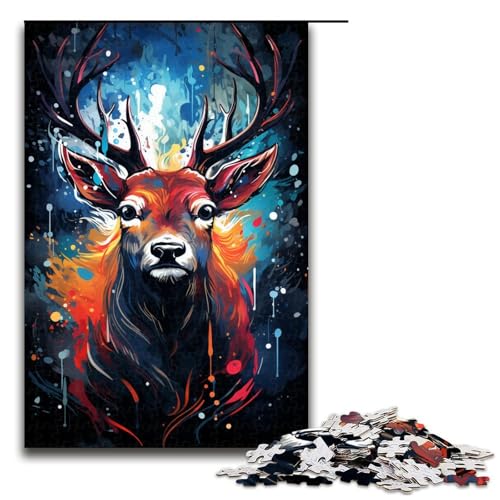 Puzzle für Erwachsene farbenfrohes psychedelisches Hirsch im Sturm 1000 teiliges Holzpuzzle für Kinder ab 14 Jahren Heimdekoration 75 x 50 cm Puzzle für Erwachsene farbenfrohes psychedelisches Hirsch im Sturm 1000 teiliges Holzpuzzle für Kinder ab 14 Jahren Heimdekoration 75 x 50 cm von zouxangzz