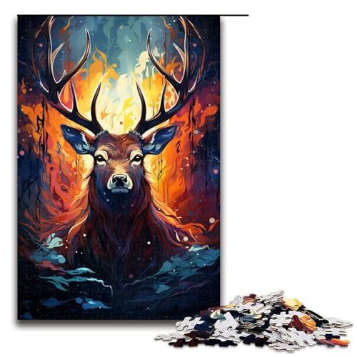 Puzzle für Erwachsene farbenfrohes psychedelisches Hirschtier 1000 Teile tolles Geschenk geeignet für Teenager ab 14 Jahren 75 x 50 cm von zouxangzz