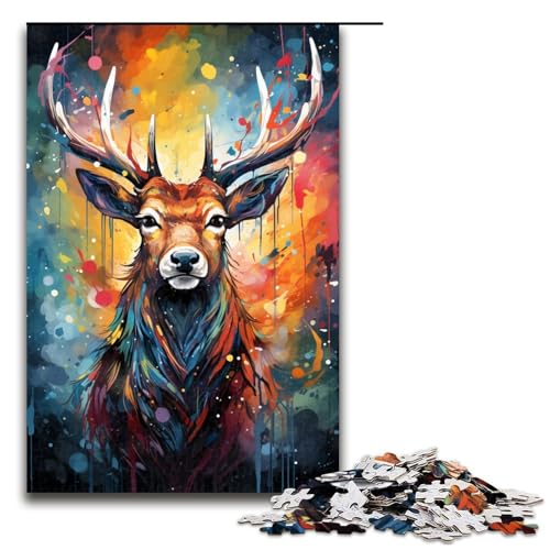 Puzzle für Erwachsene farbenfrohes psychedelisches Hirschtier 1000 teiliges Holzpuzzle für Kinder ab 14 Jahren Lernspielzeug 75 x 50 cm Puzzle für Erwachsene farbenfrohes psychedelisches Hirschtier 1000 teiliges Holzpuzzle für Kinder ab 14 Jahren Lernspielzeug 75 x 50 cm von zouxangzz