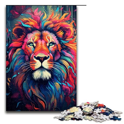 Puzzle für Erwachsene farbenfrohes psychedelisches Tier Löwe 1000 Teile Holzpuzzle für Kinder ab 14 Jahren Lernspielzeug 75 x 50 cm Puzzle für Erwachsene farbenfrohes psychedelisches Tier Löwe 1000 Teile Holzpuzzle für Kinder ab 14 Jahren Lernspielzeug 75 x 50 cm von zouxangzz