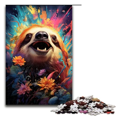Puzzle für Erwachsene farbenfrohes psychedelisches Tierfaultier 1000 Teile tolles Geschenk geeignet für und Teenager ab 14 Jahren 75 x 50 cm von zouxangzz