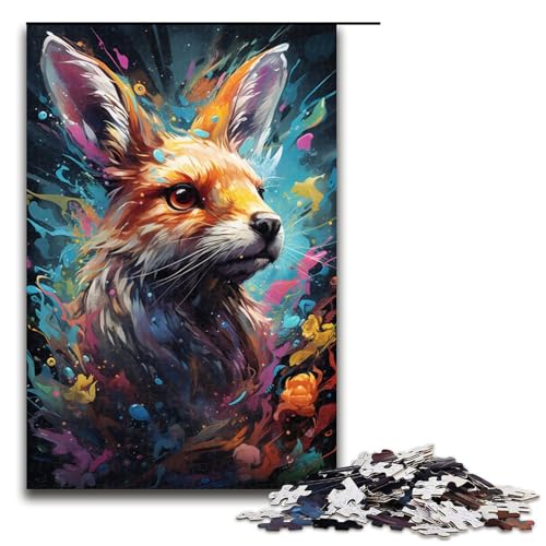 Puzzle für Erwachsene farbenfrohes psychedelisches Tierkänguru 1000 Teile Holzpuzzle für Erwachsene und Kinder ab 14 Jahren Lernspielzeug 75 x 50 cm von zouxangzz