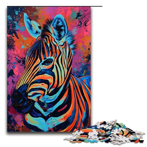 Puzzle für Erwachsene farbenfrohes psychedelisches Tierzebra 1000 Teile tolles Geschenk geeignet für und Teenager ab 14 Jahren 75 x 50 cm von zouxangzz