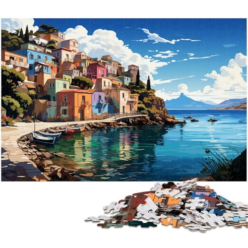 Puzzle für Erwachsene mit 1000 Teilen Ägäis_Meer_bunt unmögliches Puzzle für Jugendliche ab 14 Jahren 1000 Teile (75 x 50 cm) von zouxangzz