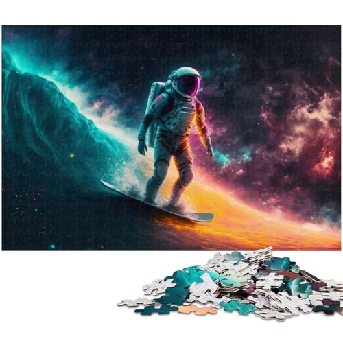 Puzzle für Erwachsene mit 1000 Teilen Astronaut Surft auf dem Stern Spielzeug Denkspiel anspruchsvolles Puzzlespiel und Familienspiel 1000 Teile (38 x 26 cm) von zouxangzz