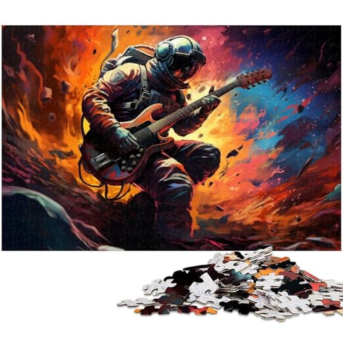 Puzzle für Erwachsene mit 1000 Teilen Astronaut spielt Gitarre präzise geschnittenes Puzzle Kunstwerk Geschenk für Teenager ab 14 Jahren 1000 Teile (38 x 26 cm) von zouxangzz