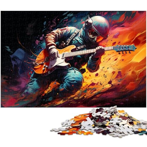 Puzzle für Erwachsene mit 1000 Teilen Astronaut spielt Gitarre schwieriges Puzzle tolle Geschenke und Spielzeuge für Teenager ab 14 Jahren 1000 Teile (75 x 50 cm) von zouxangzz