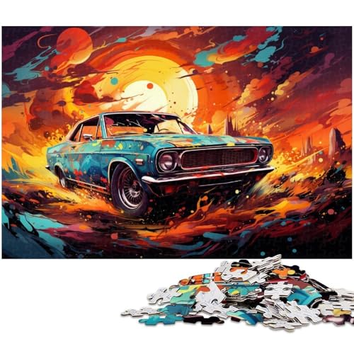 Puzzle für Erwachsene mit 1000 Teilen Auto unter Sonnenuntergang schwieriges Puzzle tolle Geschenke und Spielzeuge für Teenager ab 14 Jahren 1000 Teile (75 x 50 cm) von zouxangzz