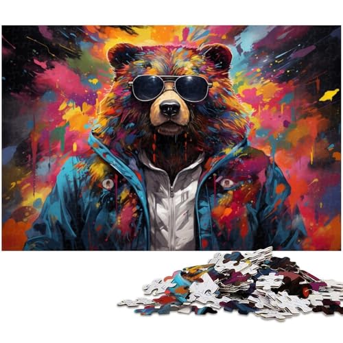 Puzzle für Erwachsene mit 1000 Teilen Bär in Jacke Unmögliches Puzzle für Jugendliche ab 14 Jahren 1000 Teile (75 x 50 cm) von zouxangzz