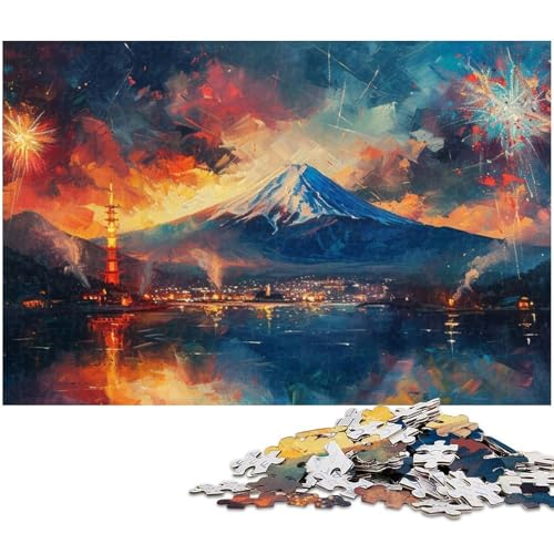 Puzzle für Erwachsene mit 1000 Teilen Berg Fuji Japan pädagogische Herausforderung Stressabbau schwierige Herausforderung (Größe 38 x 26 cm) von zouxangzz