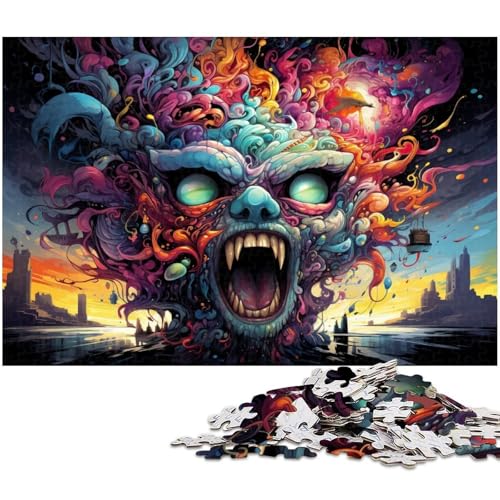 Puzzle für Erwachsene mit 1000 Teilen Bizarre farbenfrohe Monster Kunstwerk Geburtstagsgeschenk Wandkunst 1000 Teile (75 x 50 cm) von zouxangzz
