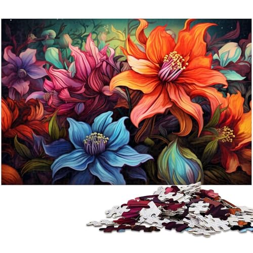 Puzzle für Erwachsene mit 1000 Teilen Bunte Blumen Kunstwerk Geburtstagsgeschenk Wandkunst 1000 Teile (75 x 50 cm) von zouxangzz