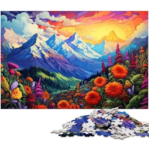 Puzzle für Erwachsene mit 1000 Teilen Bunte Blumen und Berge Puzzlespaß für die ganze Familie Spaß bei Aktivitäten zu Hause Geburtstagsgeschenk Reisegeschenke 1000 Teile (75 x 50 cm) von zouxangzz