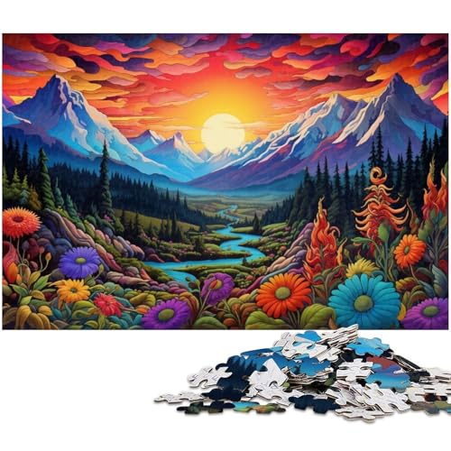 Puzzle für Erwachsene mit 1000 Teilen Bunte Blumen und Berge Puzzlespaß für die ganze Familie Spaß bei Aktivitäten zu Hause Geburtstagsgeschenk Reisegeschenke 1000 Teile (75 x 50 cm) von zouxangzz