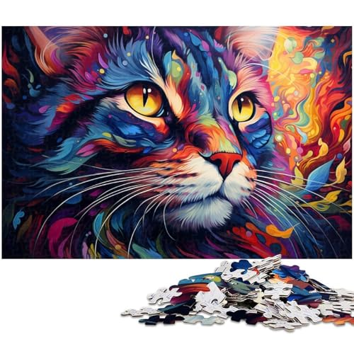Puzzle für Erwachsene mit 1000 Teilen Bunte Fantasiekatze schwieriges Puzzle tolle Geschenke und Spielzeuge für Teenager ab 14 Jahren 1000 Teile (75 x 50 cm) von zouxangzz