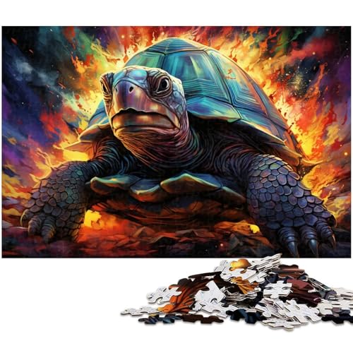 Puzzle für Erwachsene mit 1000 Teilen Bunte Feuerschildkröte unmögliches Puzzle für Jugendliche ab 14 Jahren 1000 Teile (75 x 50 cm) von zouxangzz